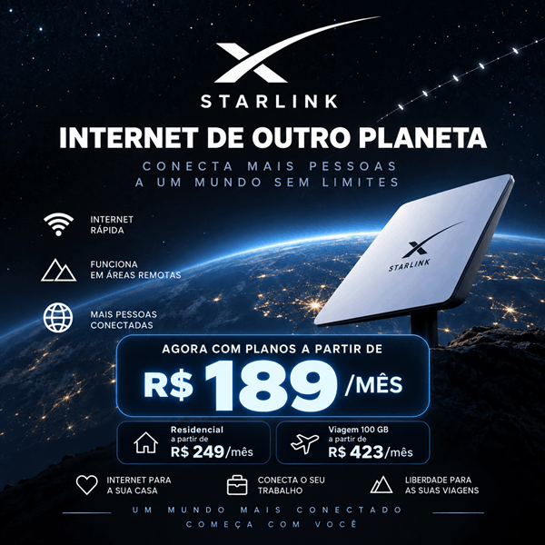 Starlink - internet rápida e estável para casa, áreas remotas e viagens